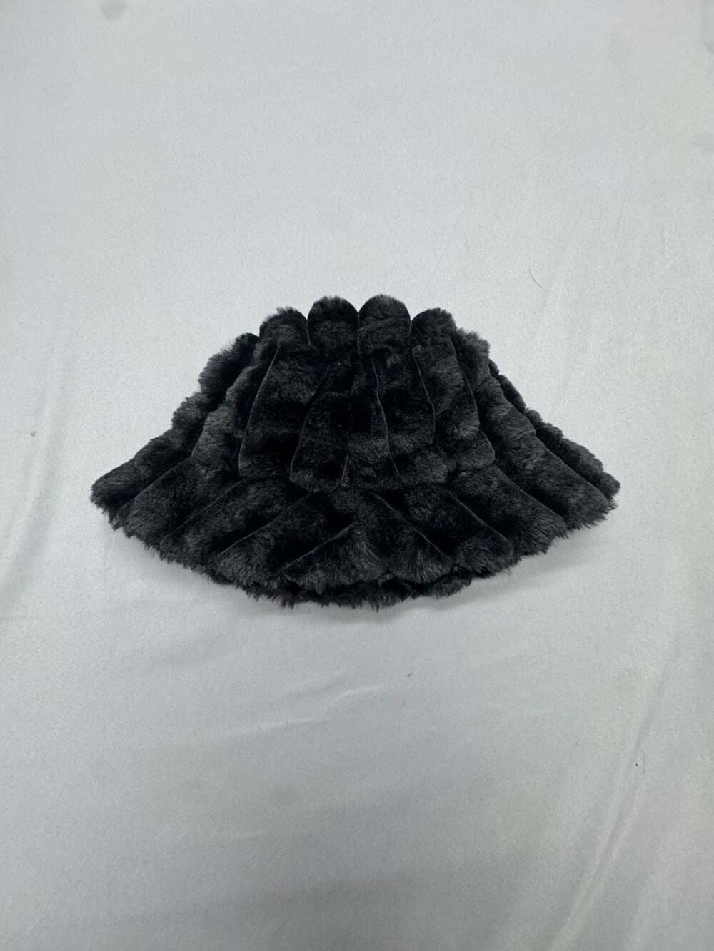 Black Faux Fur Winter Fluffy Bucket Hat
